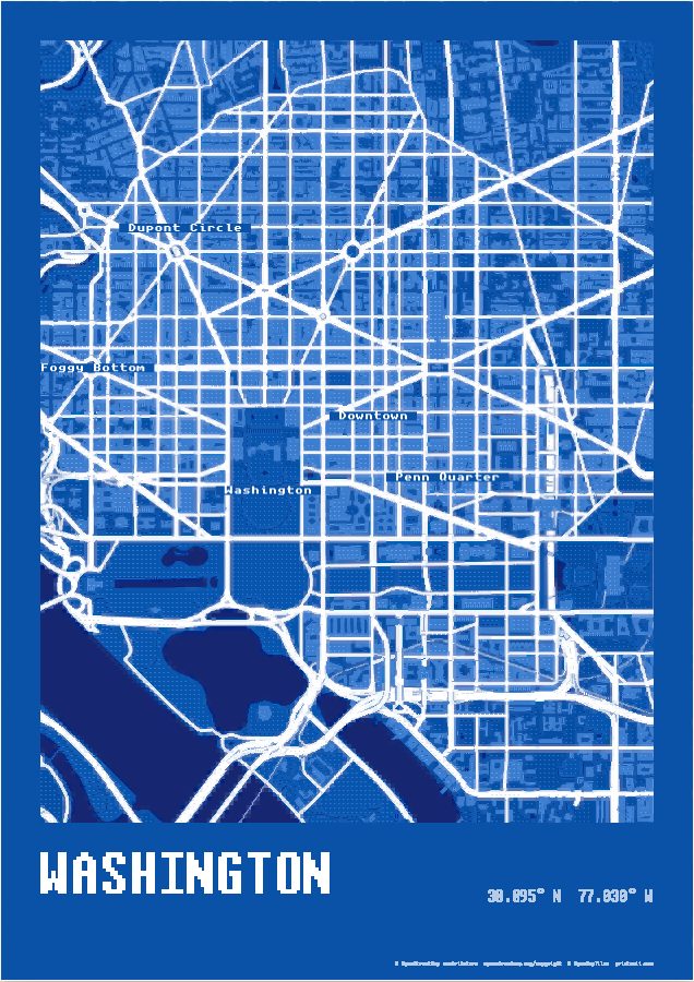 Washington as a Blueprint print