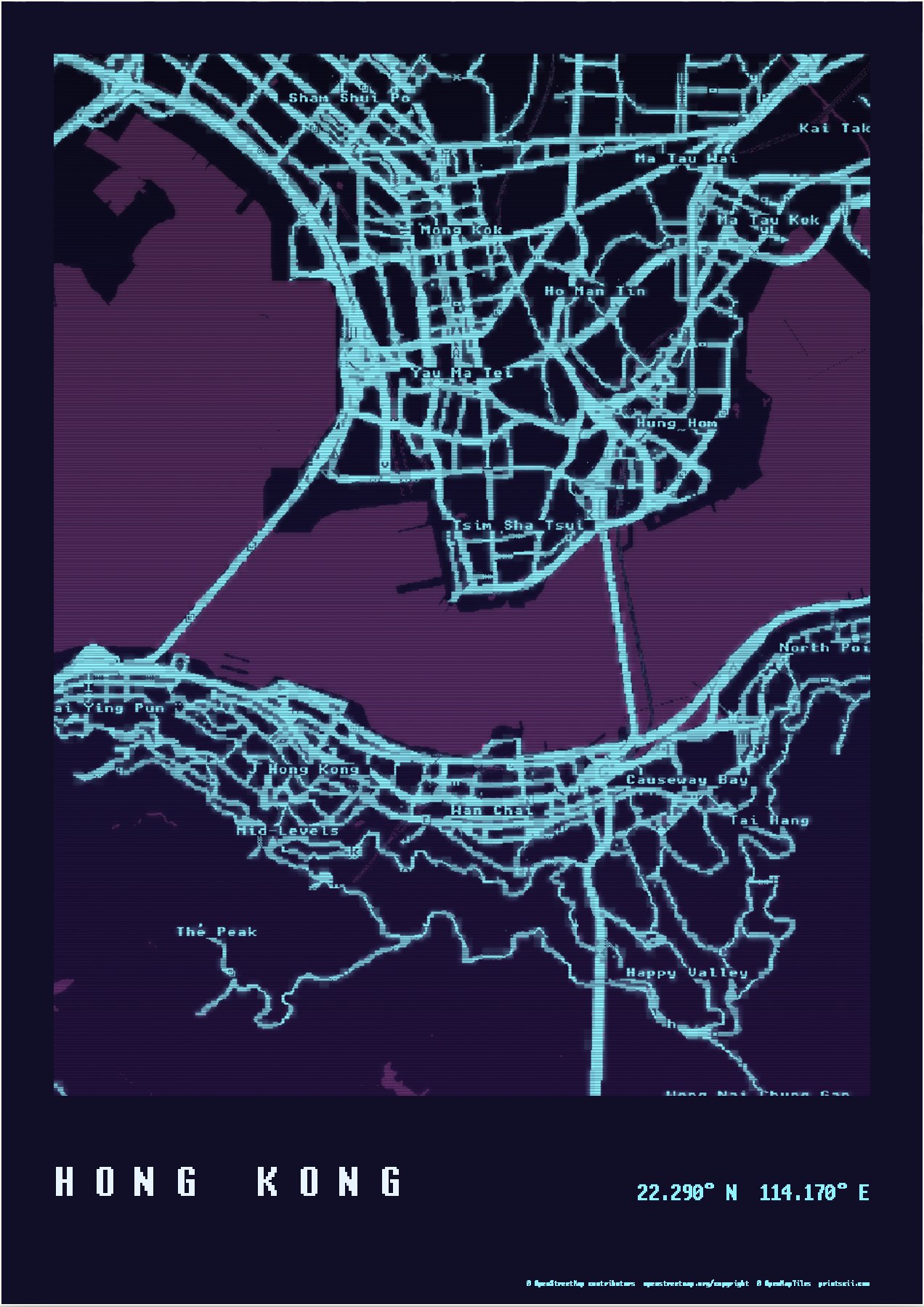 Hong Kong as a Night print