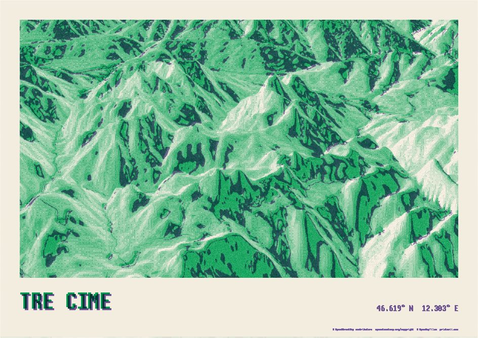 Green and purple · Dolomites as a Relief Ridge print