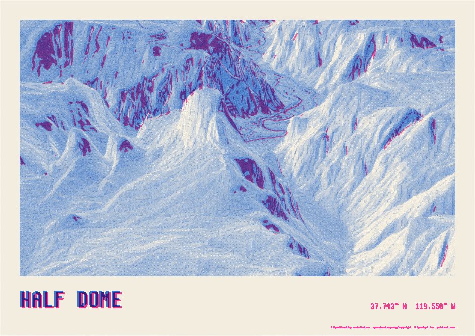 Blue and pink · Half Dome as a Relief Ridge print