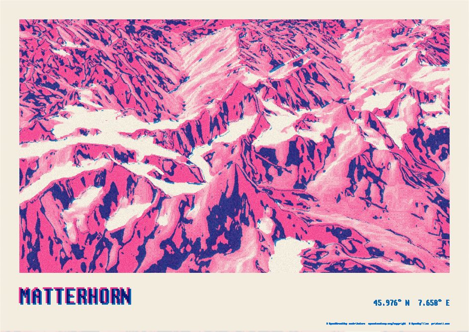 Pink and blue · Matterhorn as a Relief Ridge print