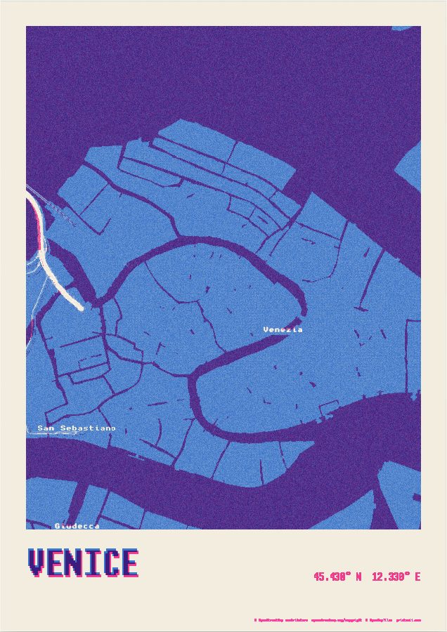 Blue and pink · Venice as a Riso print